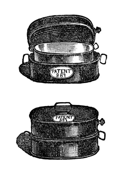 Framed Print : Roasting and baking pan, historical illustration from: Marie Adenfeller