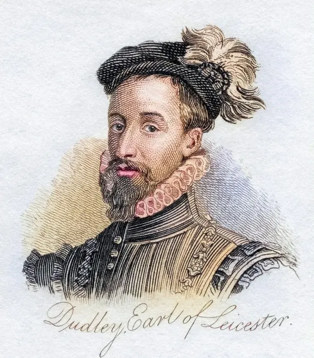 Framed Print : Robert Dudley Earl of Leicester Baron Denbigh also called Sir Robert Dudley 1532 / 33, 1588 English political and military leader from the book Crabbs Historical Dictionary from 1825, Historical