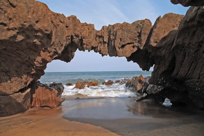 Framed Print : Rock bridge, Bheemili beach, visakhapatnam andhra pradesh