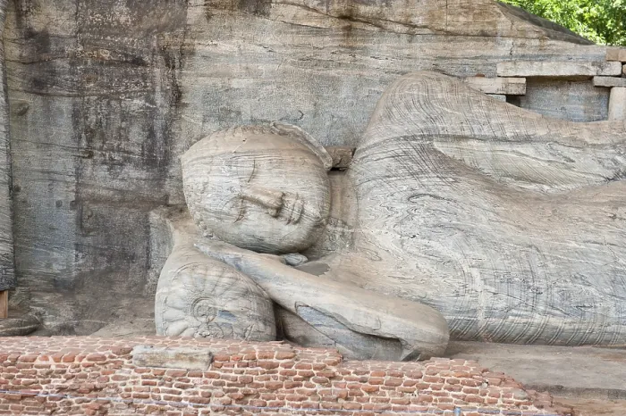 Framed Print : Rock relief, reclining Buddha, Gal Vihara Temple