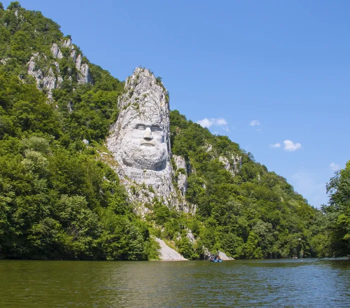 Framed Print : Rock sculpture of Decebalus, Iron Gates Natural Park Framed Print : Rock sculpture of Decebalus, Iron Gates Natural Park