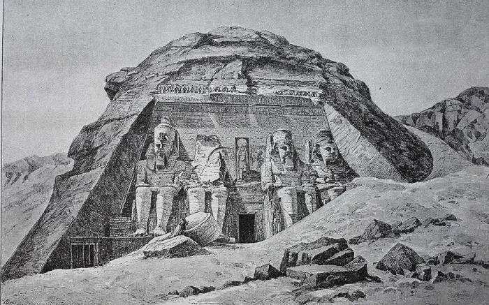Framed Print : Rock temple of Abu Simbel in the 18th century