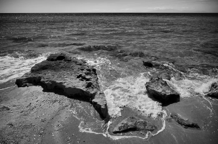 Framed Print : Rocks on the beach of Nea Kallikratia