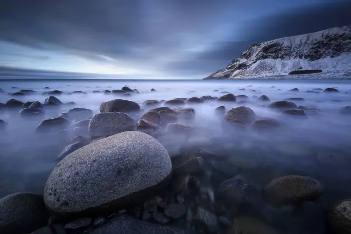 Framed Print : Rocks on the beach of Unstad, Lofoten