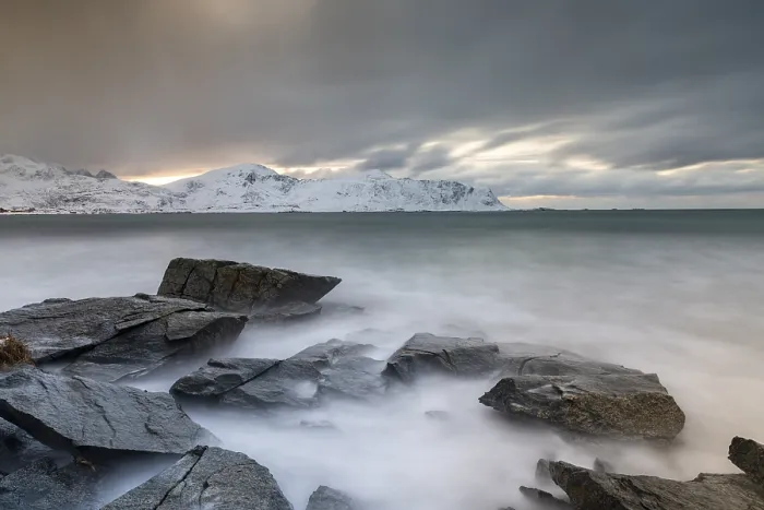 Framed Print : Rocky coast at the beach of Ramberg