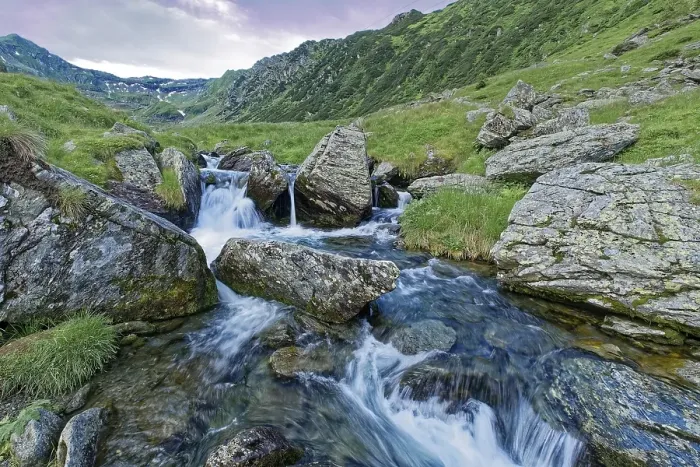 Framed Print : Rocky landscape at the upper course of the Balea stream in the Fagaras Mountains Framed Print : Rocky landscape at the upper course of the Balea stream in the Fagaras Mountains