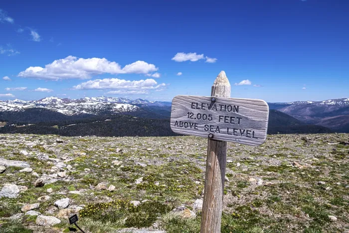 Framed Print : Rocky Mountains National Park view from 4000 m Trail Ridge viewpoint with sign