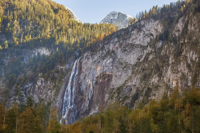 Framed Print : Roethbach Falls waterfall at Obersee in autumn