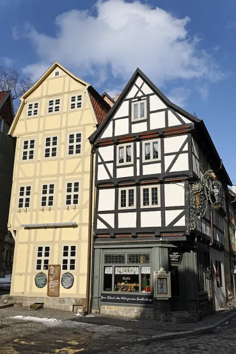Framed Print : Roland Cafe in 7 historic half-timbered houses