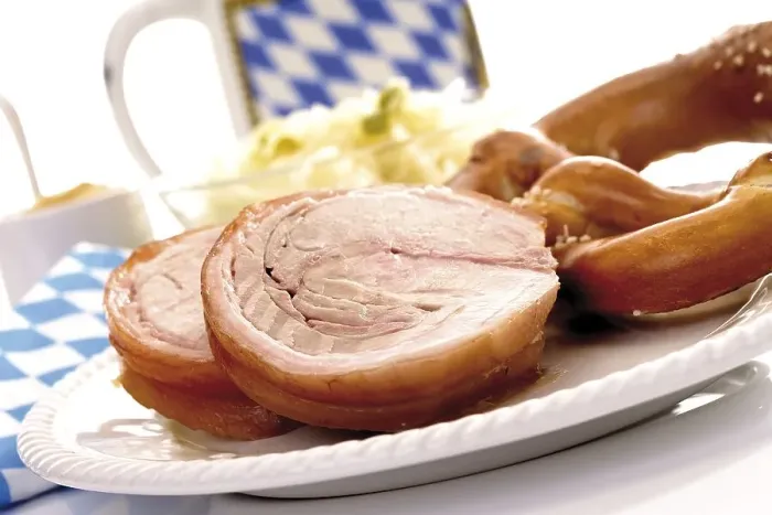 Framed Print : Rolled roast, pigling with sauerkraut and a pretzel Framed Print : Rolled roast, pigling with sauerkraut and a pretzel