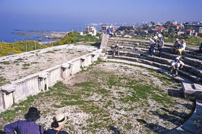 Framed Print : Roman amphitheatre in the ruins of the archaeological site of ancient Byblos, Lebanon 1998