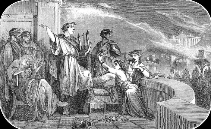 Framed Print : Roman Emperor Nero Claudius Caesar and the Great Fire of Rome