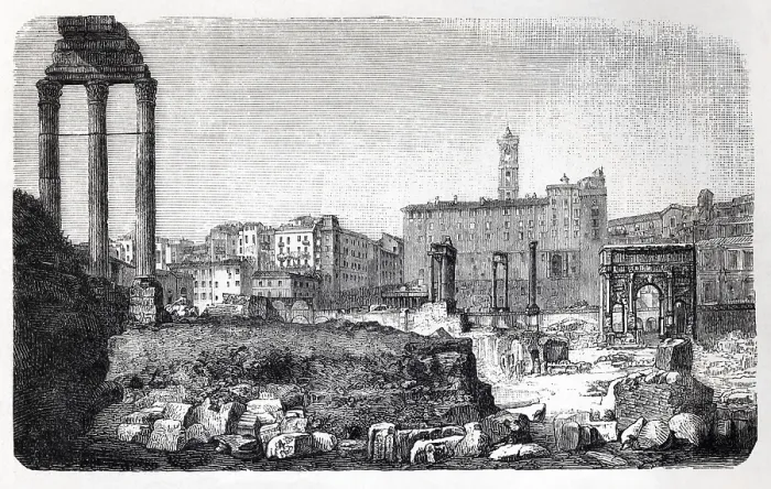 Framed Print : Roman Forum in Rome, historical book illustration