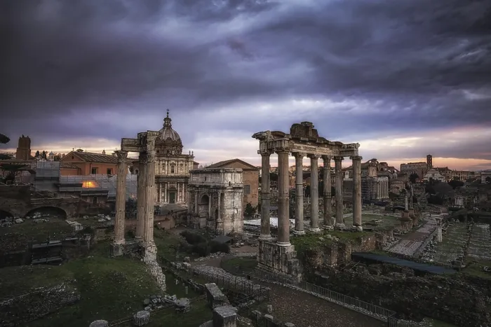 Framed Print : Roman forum taken from the view of the temple of saturn during sunset time Framed Print : Roman forum taken from the view of the temple of saturn during sunset time