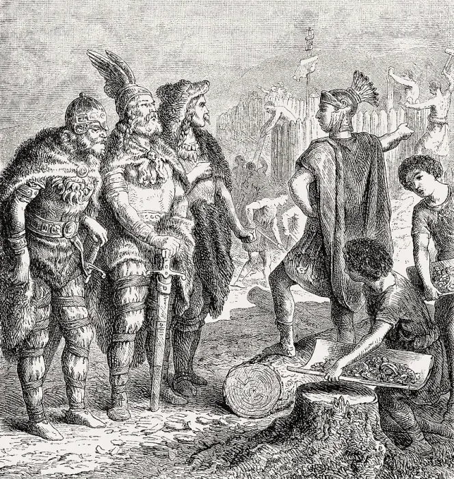 Framed Print : Roman general Flavius Stilicho talking to the Gothic king Radagaisus Framed Print : Roman general Flavius Stilicho talking to the Gothic king Radagaisus