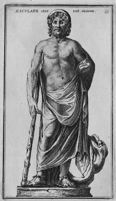 Framed Print : The Roman god Asclepius, marble statue from ancient Rome