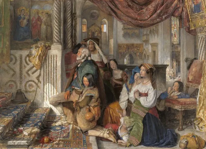 Framed Print : Roman Pilgrims in a Sanctuary, Family