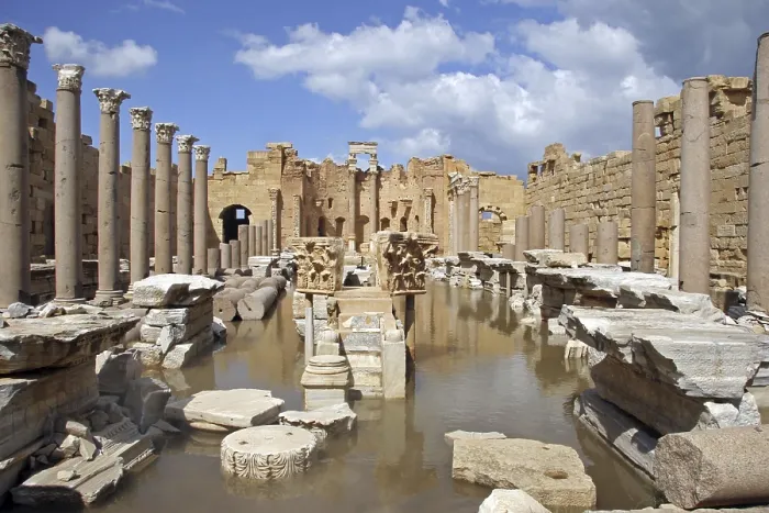 Framed Print : Roman ruins of the Severan Basilica at Leptis Magna