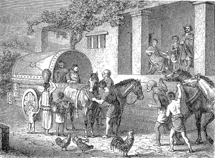 Framed Print : Roman stagecoach in the year 400