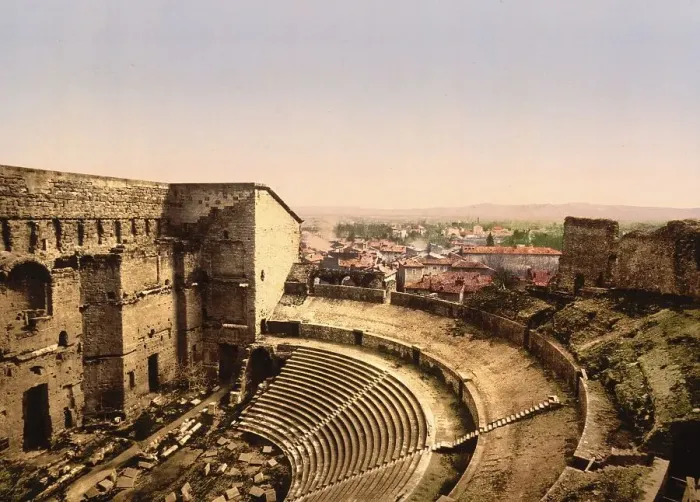 Framed Print : The Roman theatre, interior, Orange Framed Print : The Roman theatre, interior, Orange