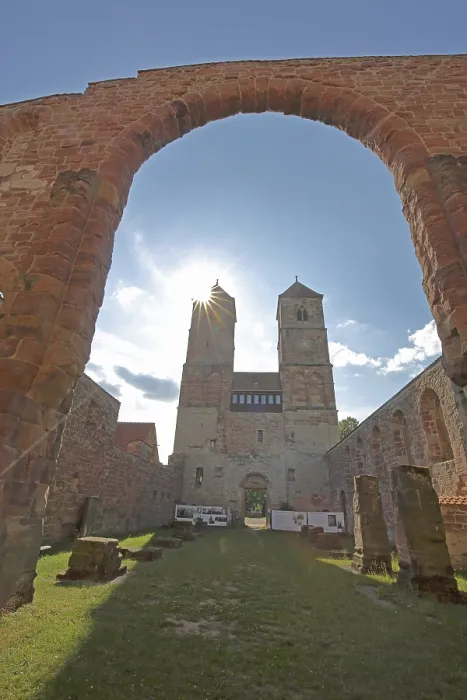 Framed Print : Romanesque St. Mary's Collegiate Church backlit with archway Framed Print : Romanesque St. Mary's Collegiate Church backlit with archway