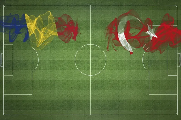 Framed Print : Romania vs Turkey Soccer Match