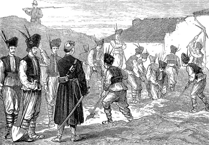 Framed Print : Romanian militiamen erecting earthen walls in Giurgevo Framed Print : Romanian militiamen erecting earthen walls in Giurgevo