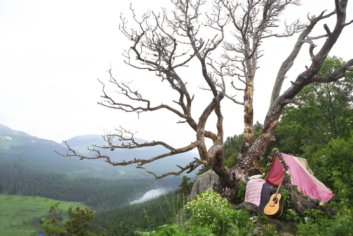 Framed Print : Romantic decoration with guitar on the mountains Framed Print : Romantic decoration with guitar on the mountains