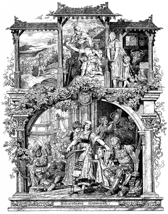 Framed Print : Romantic illustration of the song Schweizer Heimweh
