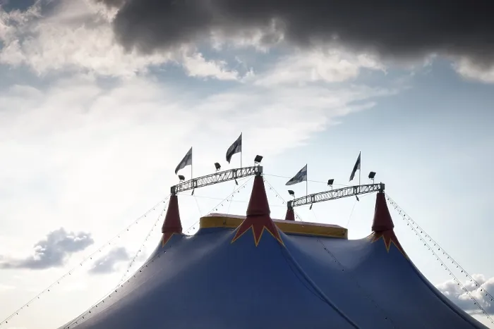 Framed Print : The roof (big top) of the traveling circus