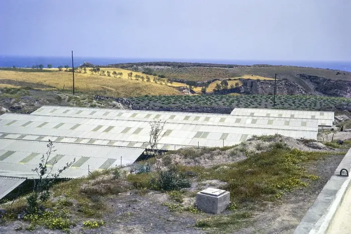 Framed Print : Roof of buildings at archaeological site of Akrotiri, Santorini, Cyclades islands, Greece, Europe, 1972, Europe Framed Print : Roof of buildings at archaeological site of Akrotiri, Santorini, Cyclades islands, Greece, Europe, 1972, Europe