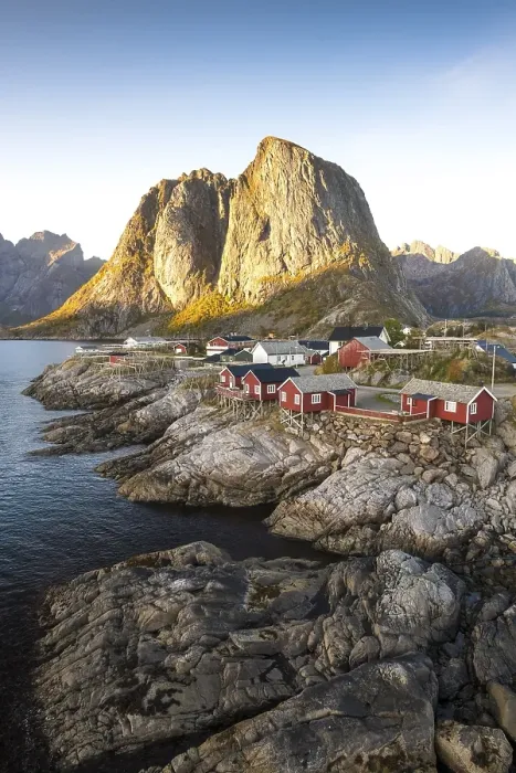 Framed Print : Rorbu fishing huts off Bergen, Hamnoy