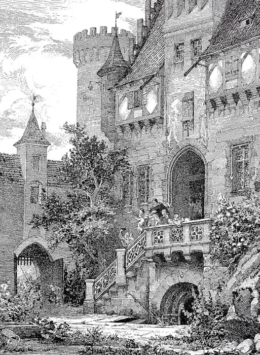 Framed Print : Rothenburg ob der Tauber, the courtyard of the castle