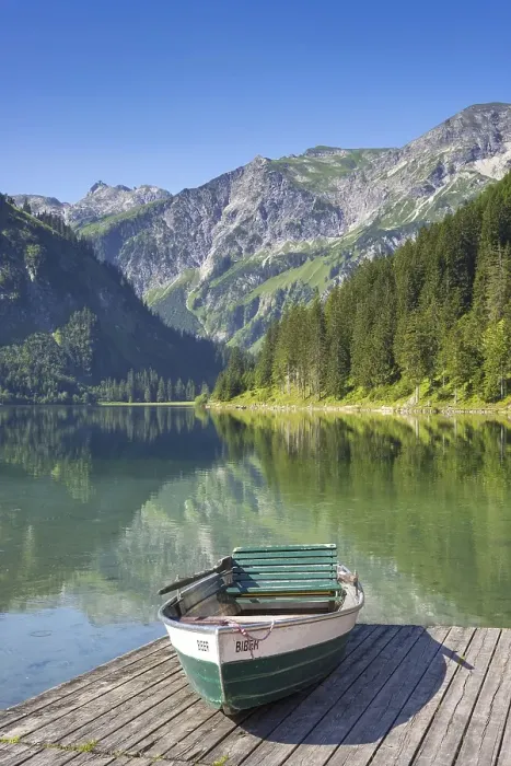 Framed Print : Rowing boat, Vilsalpsee in the nature reserve Vilsalpsee Framed Print : Rowing boat, Vilsalpsee in the nature reserve Vilsalpsee
