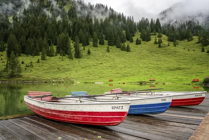 Framed Print : Rowing boats at the Vilsalpsee Framed Print : Rowing boats at the Vilsalpsee