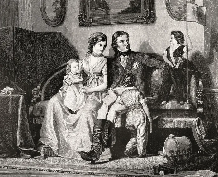 Framed Print : The royal couple with their children Framed Print : The royal couple with their children