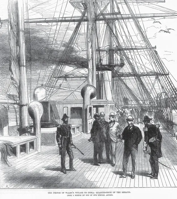 Framed Print : Royalty on Tour The Prince of Waless Voyage to India Quarter Deck of the serapis, India, As ia Framed Print : Royalty on Tour The Prince of Waless Voyage to India Quarter Deck of the serapis, India, As ia