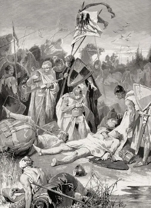 Framed Print : Rudolph of Habsburg at the dead body of King Ottokar Bohemia