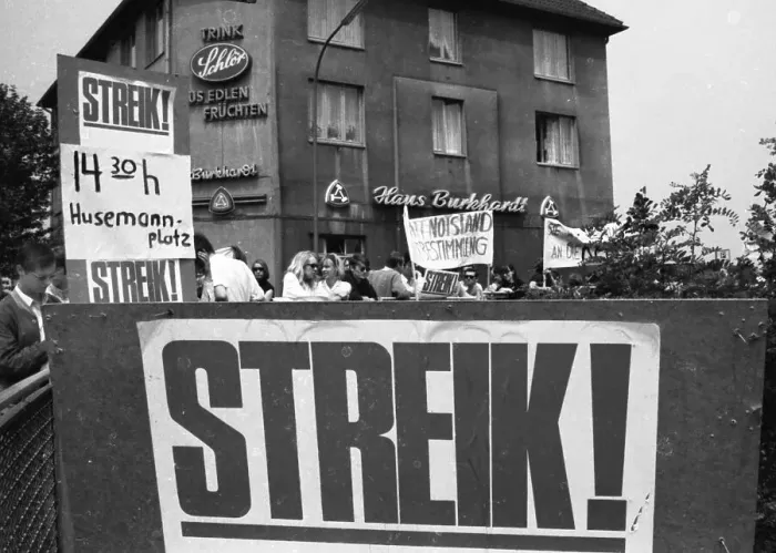Framed Print : The Ruhr Action against the Emergency Laws in 1968 turned against the emergency legislation with numerous local actions