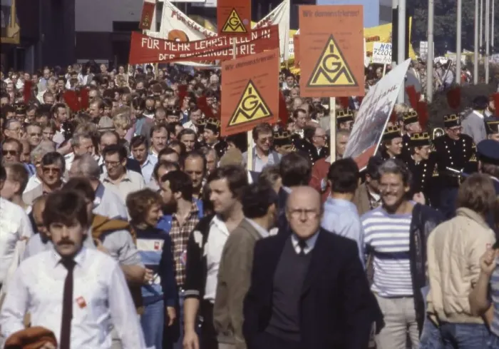 Framed Print : Ruhr area. DGB demonstration against unemployment and social cuts
