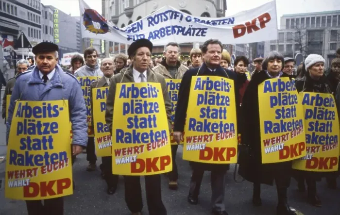 Framed Print : Ruhr area, DKP-demonstrates for jobs and against rockets ca Framed Print : Ruhr area, DKP-demonstrates for jobs and against rockets ca