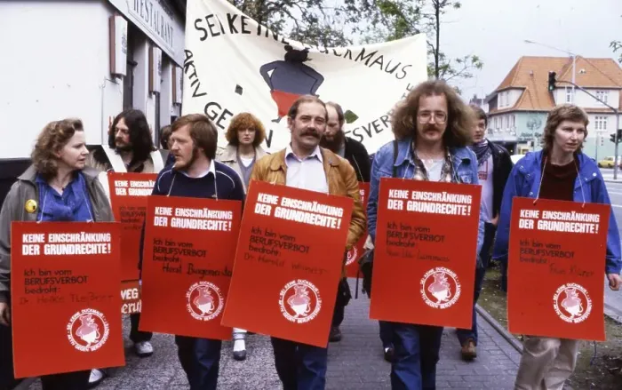 Framed Print : Ruhr area. DKP supporters affected by the occupational ban at a protest ca