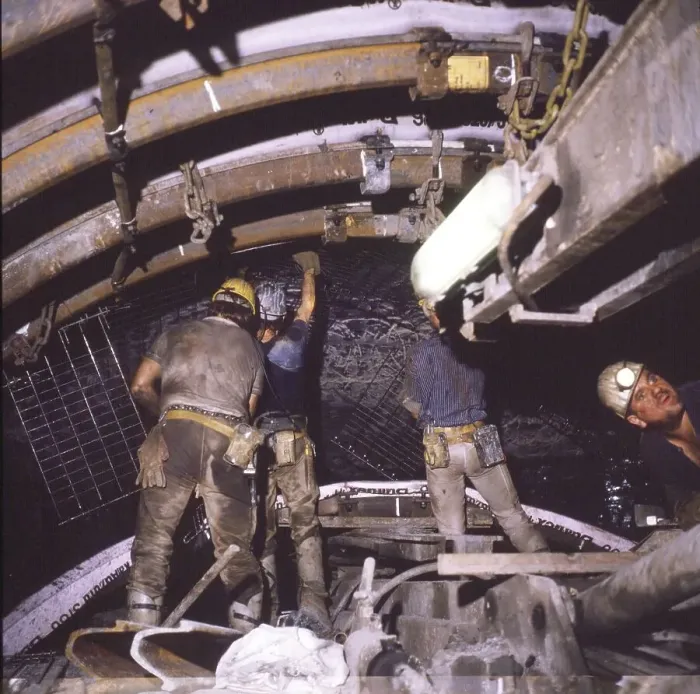 Framed Print : Ruhr area. Mining. Miners driving the shaft ca