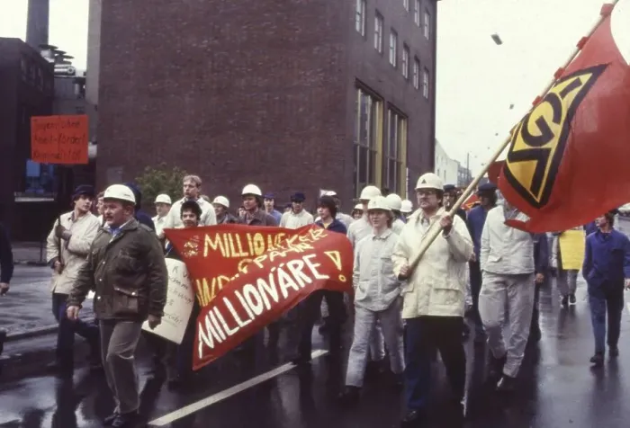 Framed Print : Ruhr area: Steelworkers demonstrate for secure jobs in the Ruhr area