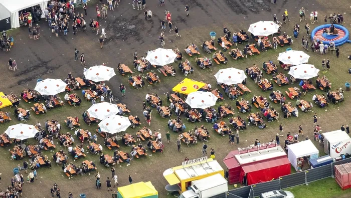Framed Print : Ruhrpott Rodeo, dining tables, food area Framed Print : Ruhrpott Rodeo, dining tables, food area