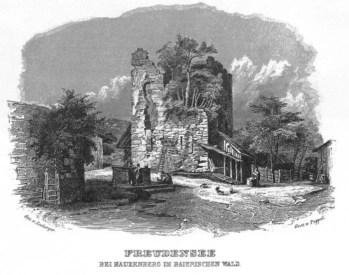 Framed Print : Ruin Freudensee, Hauzenberg, drawing by Seeberger Framed Print : Ruin Freudensee, Hauzenberg, drawing by Seeberger