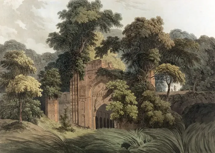 Framed Print : Ruins of the ancient city of Gour, in the northern plains of West Bengal, formerly on the banks of the Ganges, India, ca 1880, digitally enhanced reproduction of a 19th century original, Asia