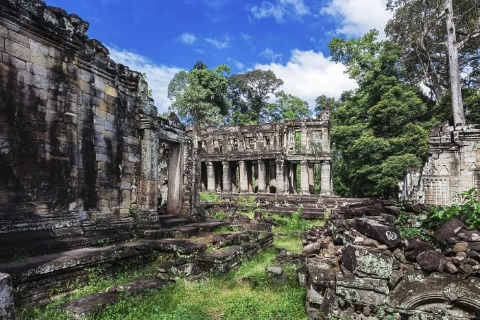 Framed Print : Ruins ancient Preah Khan temple in Angkor