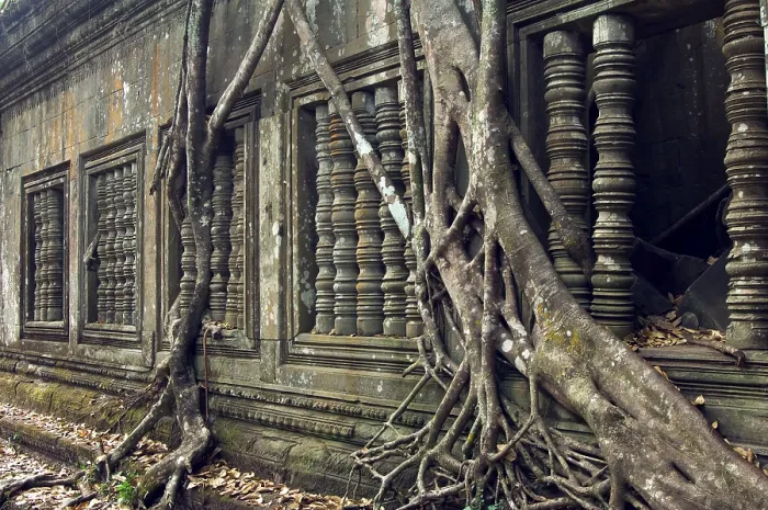 Framed Print : Ruins of Beng Meala temple, blind windows Framed Print : Ruins of Beng Meala temple, blind windows