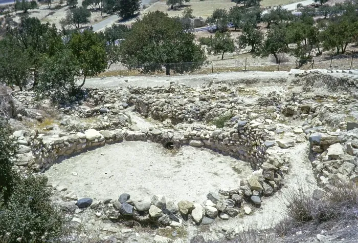 Framed Print : Ruins of buildings at Neolithic settlement of Choirokoitia, Cyprus, Europe 1973 one of the most important prehistoric sites in the eastern Mediterranean, Europe